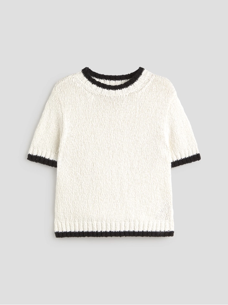 Abercrombie Ivory Sweater With Blue Trim